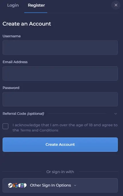 Registratie bij Rainbet Casino